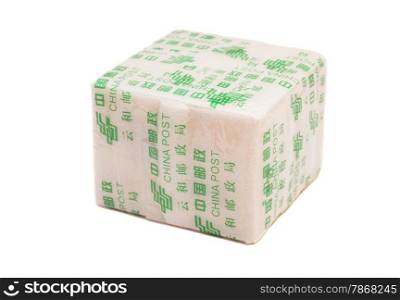 Postal Package From China On White Background