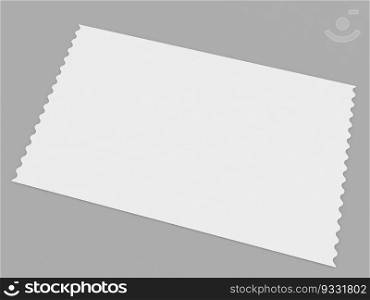 Postal paper white stamp on a grey background. 3d render illustration.. Postal paper white stamp on a grey background.