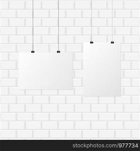 Poster banner white color isolated on background. Poster banner white