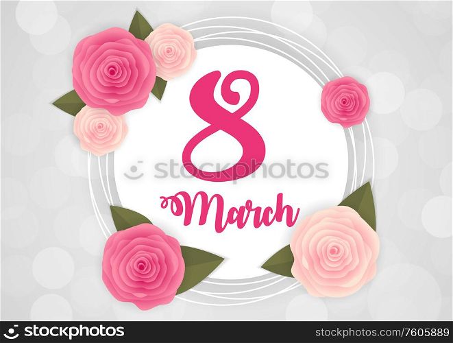 Poster International Happy Women&rsquo;s Day 8 March Floral Greeting card Vector Illustration EPS10. Poster International Happy Women&rsquo;s Day 8 March Floral Greeting card Vector Illustration