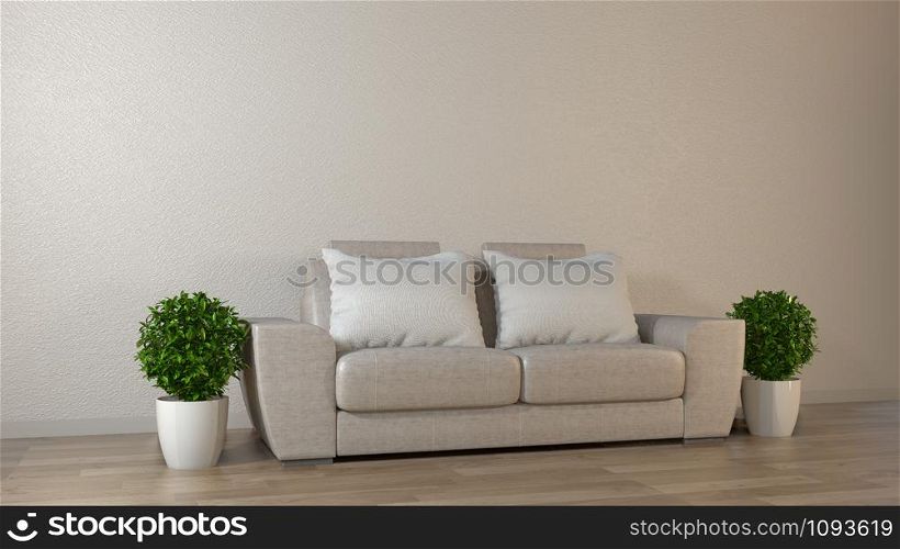 poster mock up living room with colorful white sofa. 3D rendering