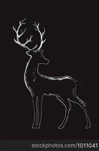Poster of deer portrait on black background