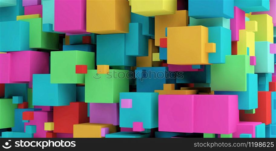 Poster with Random Cubes and Colors. Poster with Random Cubes
