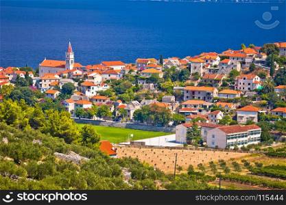 Postira on Brac island skyline view, Dalmatia region of Croatia