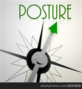 Posture on green compass. Concept of healthy lifestyle. Healthy compass