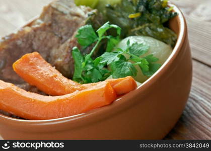 Pot-au-feu - French beef stew.