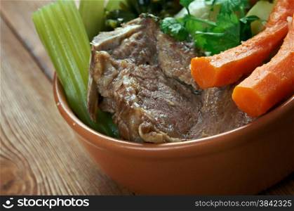 Pot-au-feu - French beef stew.