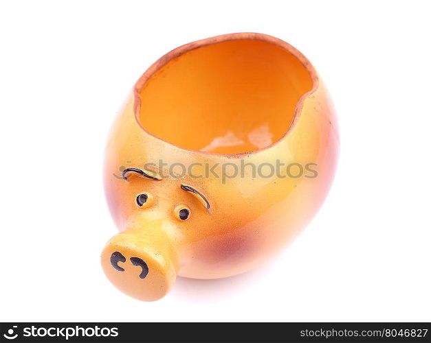 Pot for baking in the form of a pig on a white background