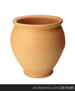 Pot of toasted brown clay on a white background, isolated