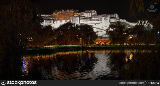 Potala Palace at night, Lhasa, Tibet, China