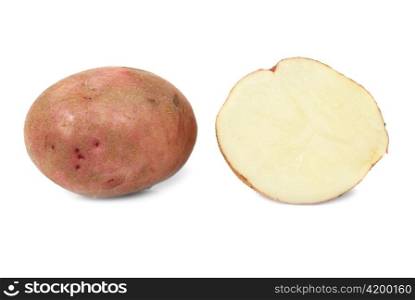 Potato and potato&acute;s half isolated on white background