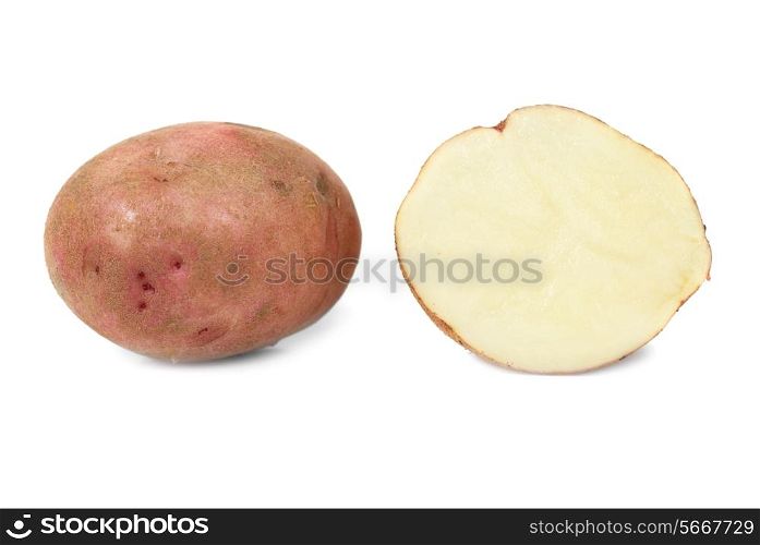 Potato and potato&rsquo;s half isolated on white background