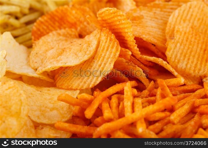 Potato chips closeup image.