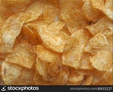 potato chips crisps. detail of crisps potato chips snack food