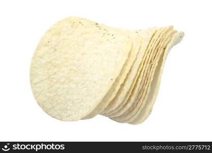 Potato chips isolated on white background