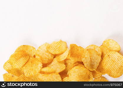 Potato chips isolated on white background