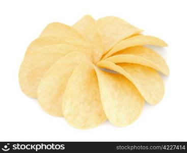 Potato chips isolated on white background. Potato chips