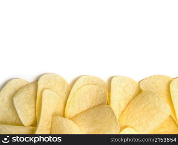 Potato chips isolated white background.