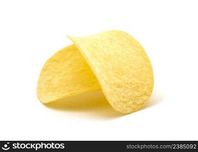 Potato chips isolated white background.