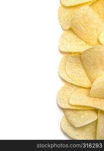 Potato chips isolated white background.