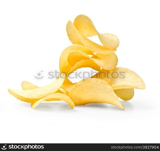 Potato chips on white background. With clipping path