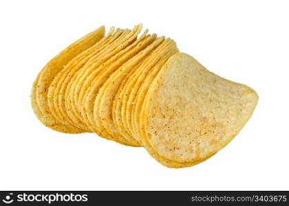 potato chips with spices isolated on white background