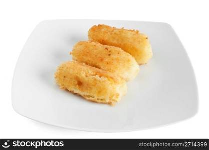 potato croquettes isolated on white with clipping path