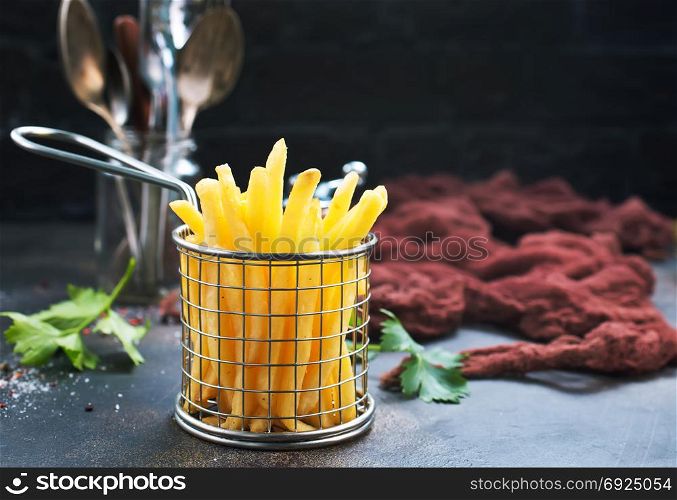 potato fried with salt on a table