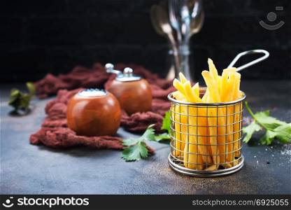 potato fried with salt on a table
