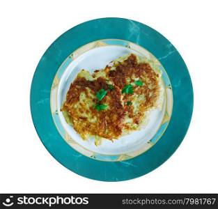 Potato pancake Reibekuchen - German traditional cuisine