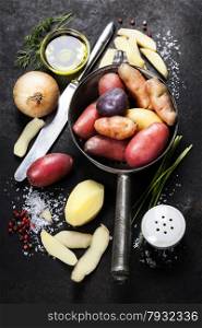 Potato preparation.&#xA;Fresh organic vegetables. Food background. Healthy food from garden