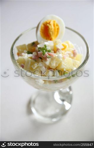 Potato salad in close up