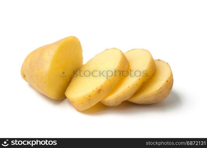 potato slices isolated on white background