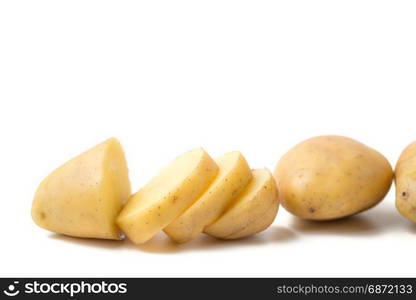 potato slices isolated on white background