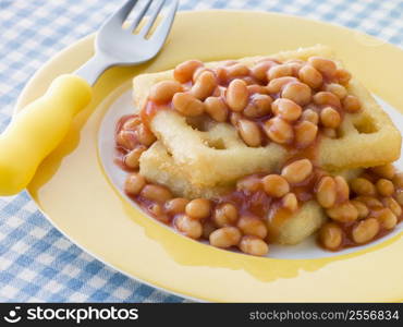 Potato Waffles with Baked Beans