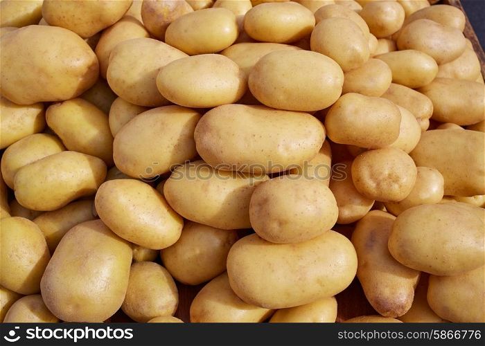 Potatoes background vegetables texture in outdoor market