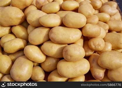 Potatoes background vegetables texture in outdoor market