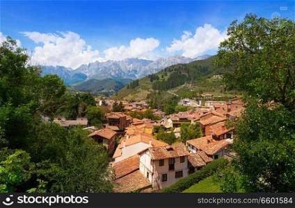 Potes in Cantabria skyline village of Spain