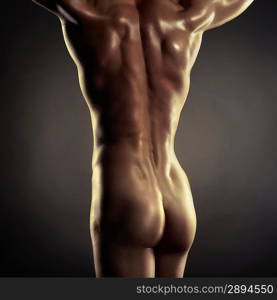 Poto of naked athlete with strong body