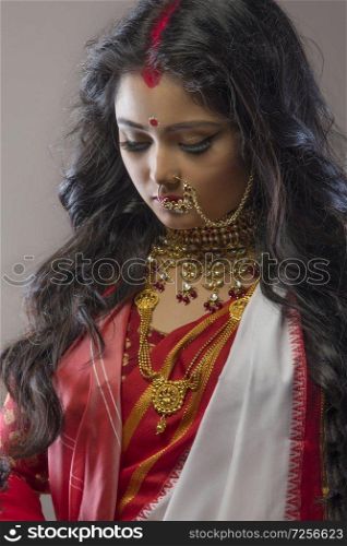 Potrait Of A Bengali Married Woman As Goddess Durga