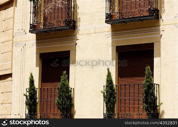 Potted plants in balconies of a house, Toledo, Spain