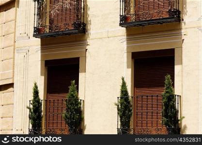 Potted plants in balconies of a house, Toledo, Spain