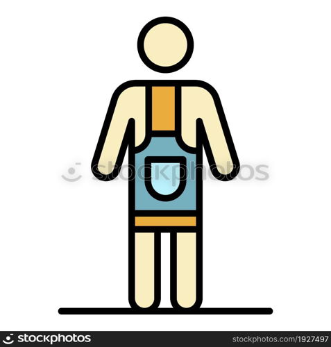 Potter man in apron icon. Outline potter man in apron vector icon color flat isolated. Potter man in apron icon color outline vector