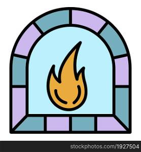 Potter oven icon. Outline potter oven vector icon color flat isolated. Potter oven icon color outline vector
