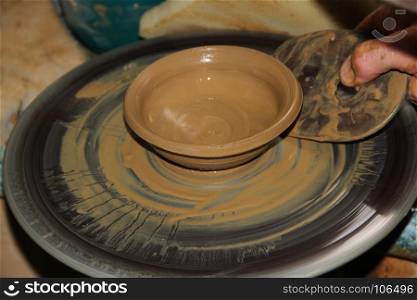 Pottery making process. Pottery making process. Process of making a pottery