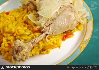 poulet yassa .roasted chickens .Yassa is a spicy marinated food prepared with poultry.Originally from Senegal,