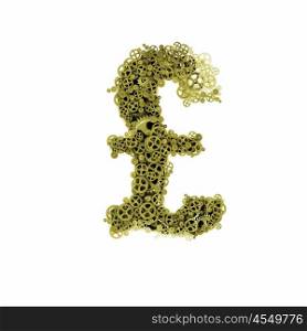 Pound concept. Image of pound symbol made of gears and cogwheels