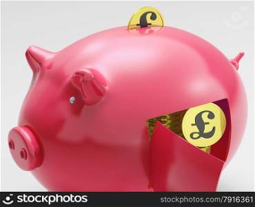 Pound In Piggy Showing Currency And Investment In The UK