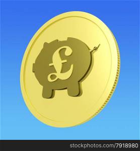Pound Piggy Coin Showing Britain Finances And Economy