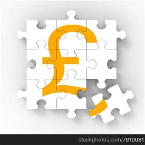 . Pound Puzzle Showing Great Britain Banking Status Or Forex